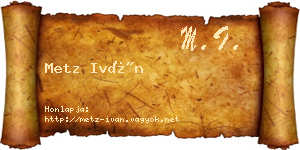 Metz Iván névjegykártya